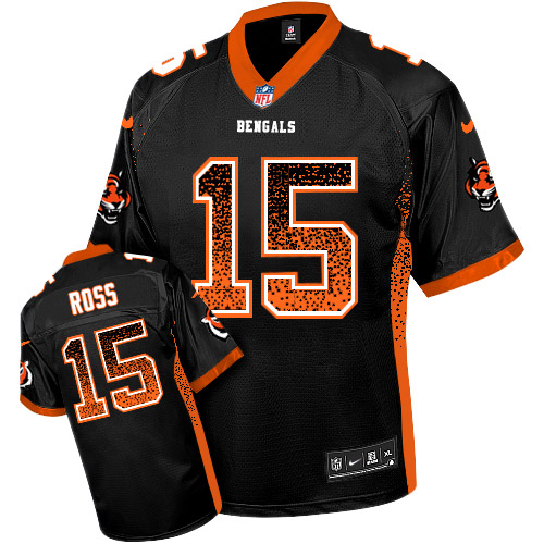 Nike Bengals #15 John Ross Black Team Color Men's Stitched NFL Elite Drift Fashion Jersey